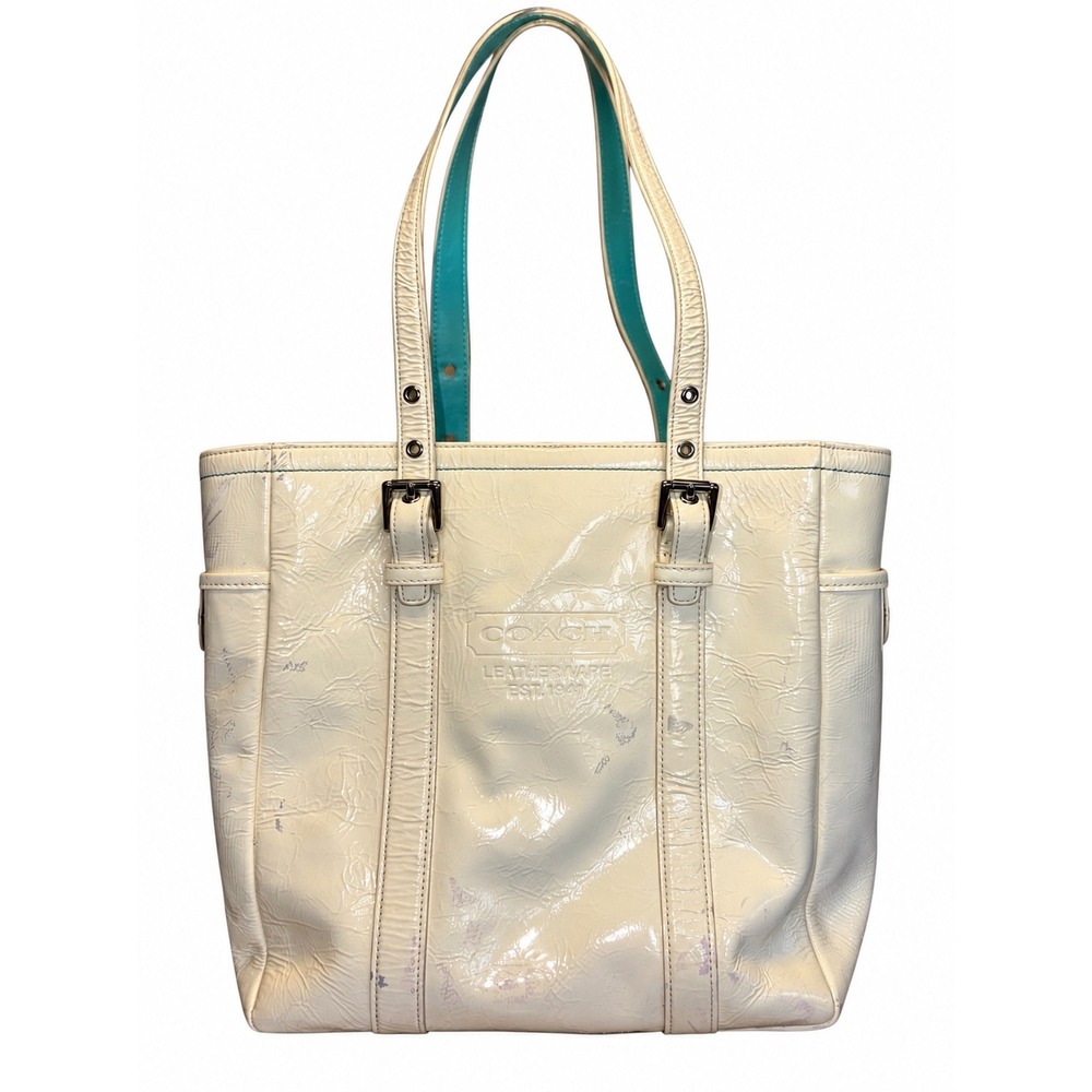 Coach Cream Patent Leather Tote Bag